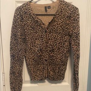 Leopard Print Cardigan Sweater
